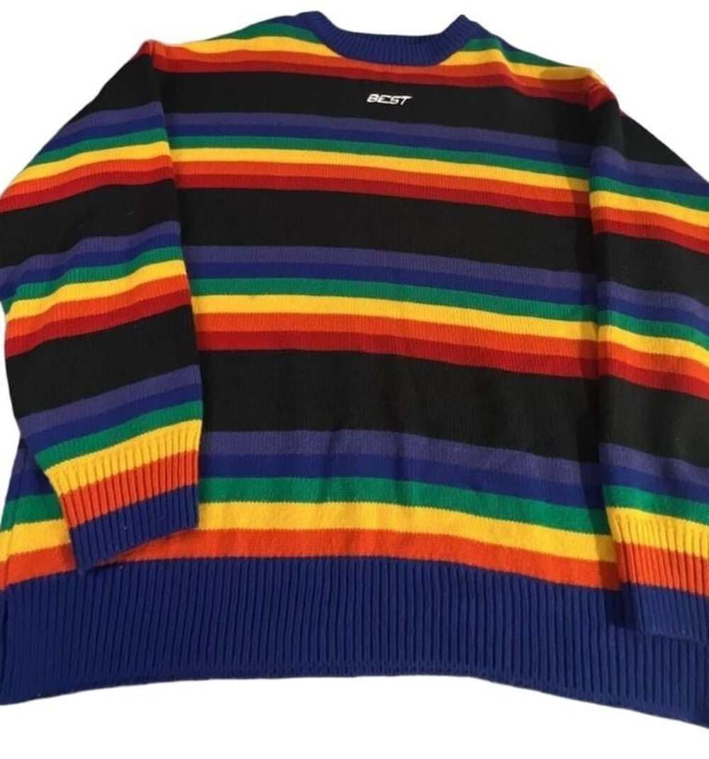 Heyhenry Best Rainbow Striped Crewneck Knit Sweater